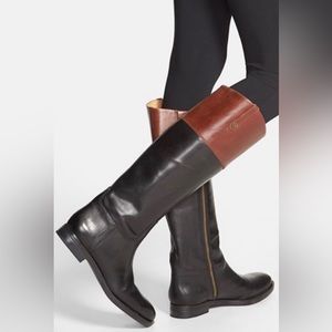 Enzo Angiolini Black/Brown Leather Boots, Size 8